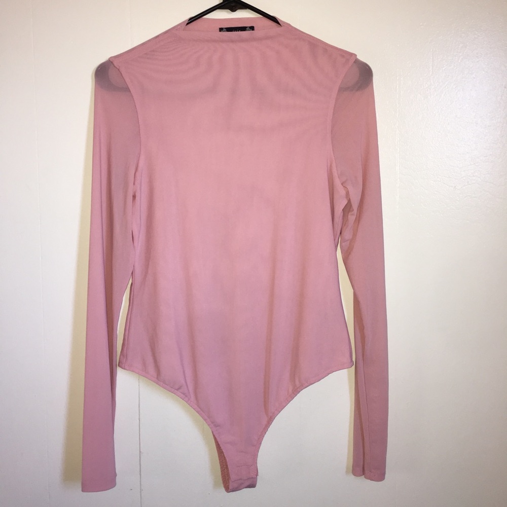 XL pink mesh long sleeve bodysuit | Iris